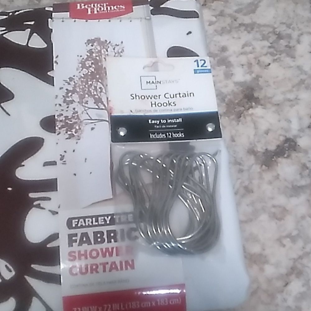 Better Homes and Garden Shower Curtain and Curtain Hooks